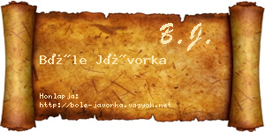 Bőle Jávorka névjegykártya